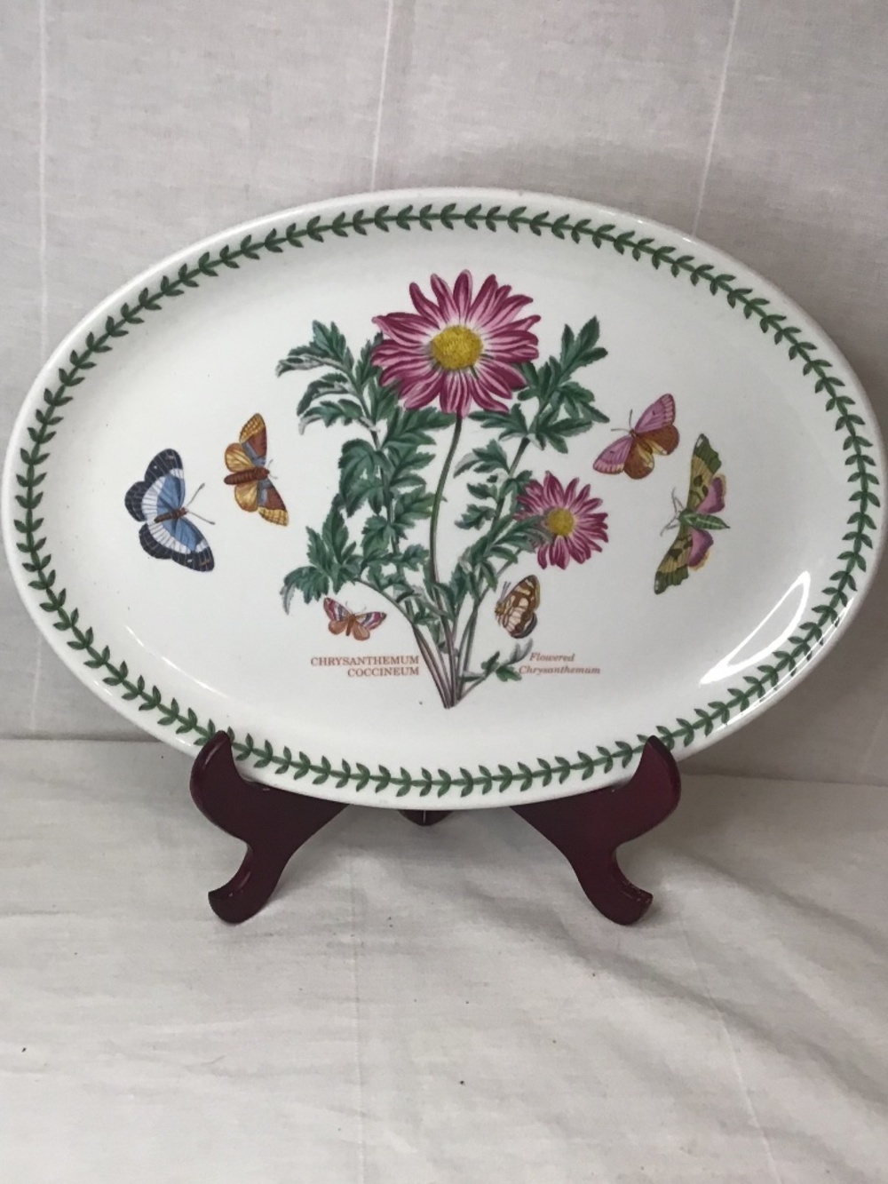 VTG PORTMEIRION Botanic Garden Oval Serving Platter Chrysanthemum Pattern 13x9.5